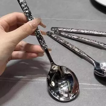 Красивая чайная кофейная ложка большой емкости из нержавеющей стали, серебряная вилка для фруктов, десерта, торта, рождественские кухонные столовые приборы