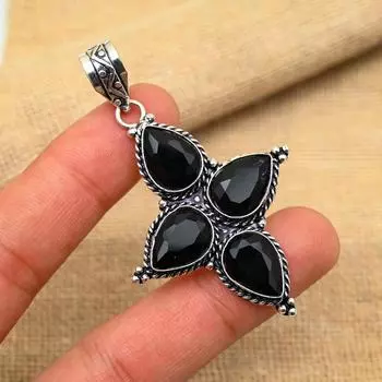 Красивая черная шпинель с драгоценным камнем ручной работы из стерлингового серебра 925 пробы для свадебных украшений