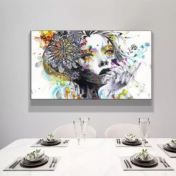 Красивая девушка цветок холст картина настенное искусство плакаты печать картинки для спальни украшение дома 20x40cm