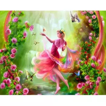Красивая девушка и цветы Алмазная картина Полная круглая алмазная вышивка Крестом 20X30CM