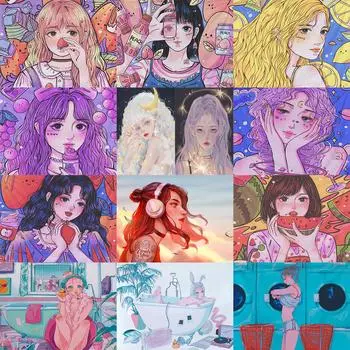 Красивая девушка личность DIY полная дрель алмазная декоративная картина Full Round 20x30CM сливовый