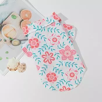 Красивая дышащая полиэстеровая летняя одежда для собак с принтом листьев, рубашка для щенков, уличная одежда для активного отдыха L зелёный