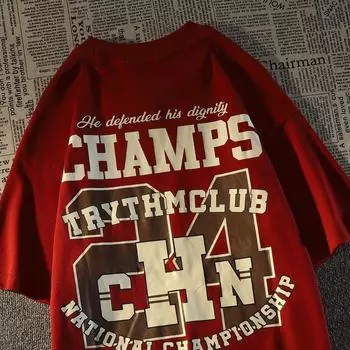 Красивая футболка в стиле ретро с буквенным принтом для мужчин и женщин, летняя модная тенденция, повседневная уличная одежда, топ с короткими рукавами для пар, Harajuku S бежевый