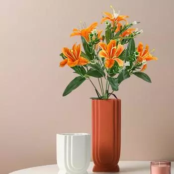 Красивая имитация лилии, 7 голов, ткань из искусственного шелка, устойчивая к выцветанию