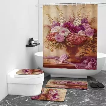 Красивая картина маслом цифровая печать занавеска для душа ванная комната душевая перегородка занавеска водонепроницаемая ткань W90cm*L180cm