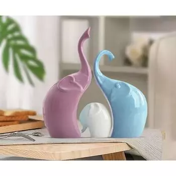 Красивая керамическая семья слонов для домашнего декора (Упаковка из 1 шт., разноцветная)