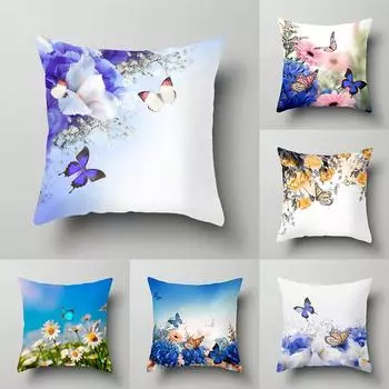 Красивая квадратная наволочка с принтом бабочки, автомобильный диван, офисное кресло, наволочка, простое украшение для дома 40X40CM