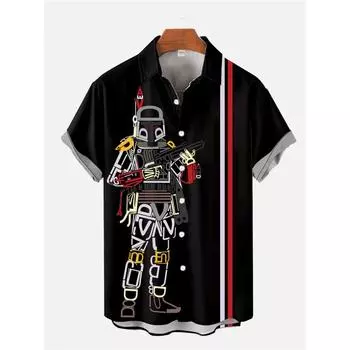Красивая мужская рубашка, мужской топ с гавайскими лацканами и принтом, свободного покроя, с короткими рукавами, инновационный летний стиль. S
