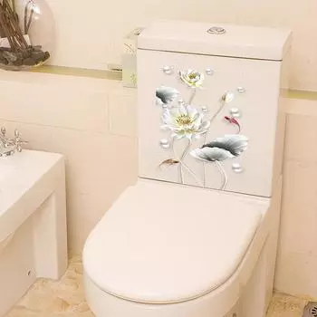 Красивая наклейка на унитаз в виде бабочки-лотоса, декоративная наклейка для унитаза, водонепроницаемая, самоклеящаяся as the picture