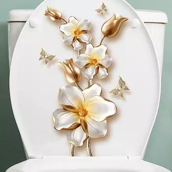 Красивая наклейка на унитаз в виде бабочки-лотоса, декоративная наклейка для унитаза, водонепроницаемая, самоклеящаяся