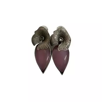 Красивая окисленная форма листа серег стержня серьги эмали современной