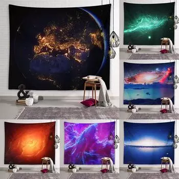 Красивая Планета Гобелен Галактика Звезда Настенное Художественное Украшение Гобелен Общежитие Комната Эстетика Гостиная Спальня Домашний Декор 100X75CM