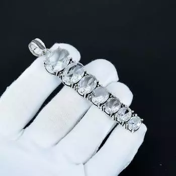 Красивая подвеска с белым топазом, подвеска из стерлингового серебра 925 пробы, подвеска ручной работы, антикварная подвеска, подвеска с драгоценным камнем белый топаз, подарок на годовщину 3.14 белый