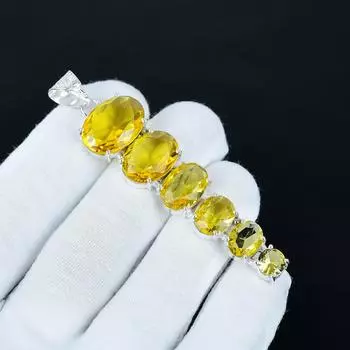 Красивая подвеска с цитрином, подвеска из стерлингового серебра 925 пробы, подвеска ручной работы, антикварная подвеска, подвеска с драгоценным камнем цитрин, подарок для вечеринки 3.14 жёлтый