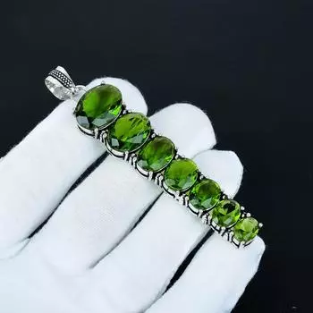 Красивая подвеска с перидотом, подвеска из стерлингового серебра 925 пробы, подвеска ручной работы, антикварная подвеска, подвеска с перидотом, подарок на годовщину 3.14 зелёный