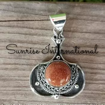 Красивая подвеска Sunstone ручной работы из цельного серебра 925 пробы | Великолепная подвеска Sunstone ручной работы | Подвеска в стиле бохо для нее Подарки Free Size жёлтый