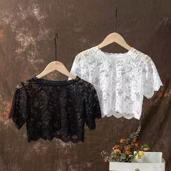 Красивая прозрачная спичная одежда с видимым цветочным краем, летняя нижняя рубашка, женская женская рубашка с накладным воротником L чёрный