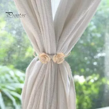 Красивая регулировка натяжения, нержавеющая, удерживающая штора, свободное отверстие, металлическая спираль, форма цветка, пряжка для штор, домашний аксессуар S золотистый