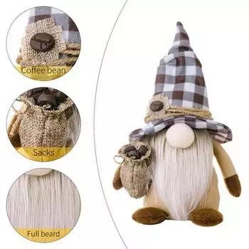Красивая серая полная борода, подарок, удобный настольный безликий гном, плюшевая кукла, товары для дома, плюшевый орнамент гнома серый