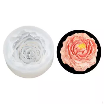 Красивая силиконовая подставка для свечей с цветком пиона для украшения дома 7.3cmx7.3cmx2.7cm белый