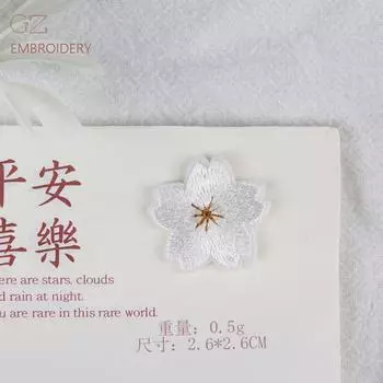 Красивая вышивка Цветок персика Цветок сливы Цветок вишни Тканевая нашивка DIY Украшение для одежды Хан Нашивка для приклеивания утюгом 1pcs