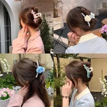 Красивая заколка для волос с изображением бабочки камелии, женская заколка в виде акулы, головной убор, заколка с когтями, заколка для волос