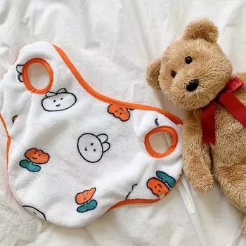 Красивая жилетка с рисунком кролика для маленькой собаки, плюшевая одежда для собак, осенняя и зимняя одежда для шнауцеров, теплая рубашка с открытыми пуговицами XS