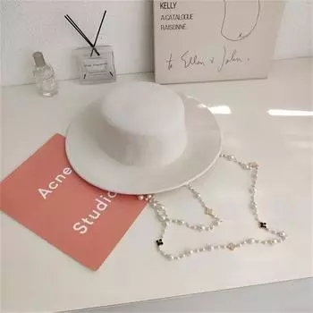 Красивая зимняя шерстяная жемчужная цветочная цепочка женская фетровая кепка женская шляпа Panamjazz head size 57cm