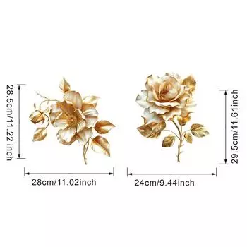 Красивая золотая цветочная наклейка на унитаз для ванной комнаты, декоративная наклейка, водонепроницаемая, самоклеящаяся