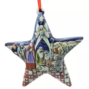 Красиво изготовленное пятиконечное рождественское подвесное украшение из смолы с изображением Иисуса для декора