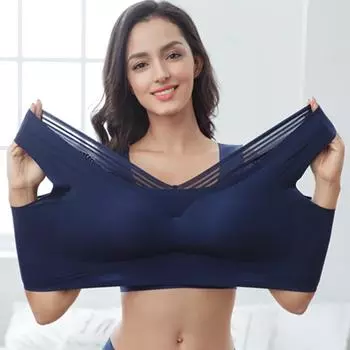 Красивое бесшовное нижнее белье сзади для женщин без стального кольца спортивный жилет для сбора большого размера противоударный топ для сна бюстгальтер 75C красный