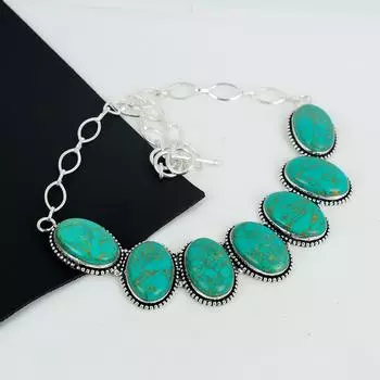 Красивое бирюзовое ожерелье ручной работы из стерлингового серебра 925 пробы, бирюзовое серебряное ожерелье для жены, ожерелье унисекс, рождественский подарок 20 зелёный