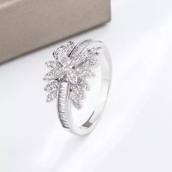 Красивое блестящее кольцо с цирконием, высококачественное женское кольцо в форме листа, подарок на годовщину, обручальное кольцо, серебряные кольца для женщин 10 белый