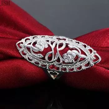 Красивое цветное серебряное однотонное кольцо с цветком в стиле ретро, женское милое благородное красивое модное свадебное женское кольцо, ювелирные изделия 7