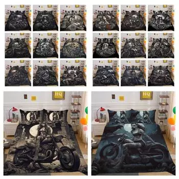 Красивое домашнее постельное белье с принтом черепа, двойной размер, микрофибра, подростковая мода, высококлассный декор для спальни UK Single 135x200cm