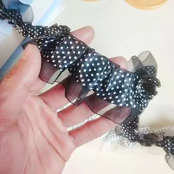 Красивое двухслойное плиссированное кружевное платье в горошек для девочек, юбка, нагрудный бандаж, швейные материалы ручной работы Dentelle 1 yard белый