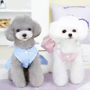 Красивое дышащее платье без рукавов для щенков, аксессуары для собак с крыльями ангела S синий