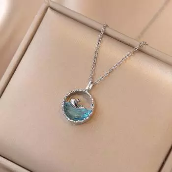 Красивое и модное ожерелье с подвеской в виде кита со стразами для женщин, идеальный подарок на праздник для девочек