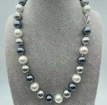 Красивое идеальное круглое многоцветное жемчужное ожерелье из ракушек южного моря диаметром 18 дюймов и диаметром 12 мм.