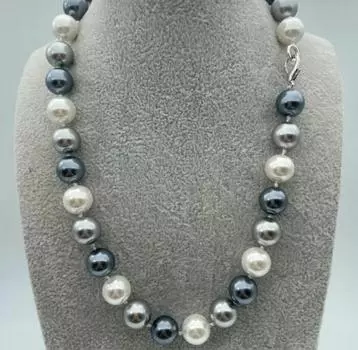 Красивое идеальное круглое многоцветное жемчужное ожерелье из ракушек южного моря диаметром 18 дюймов и диаметром 12 мм.