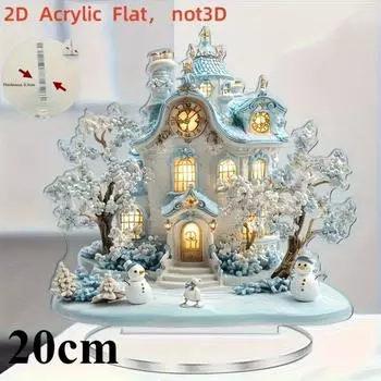 Красивое иглу, плоский акрил 2D, настольное украшение, подходит для гостиной, офиса, вечеринки, подарков, Рождества, Хэллоуина 20cm