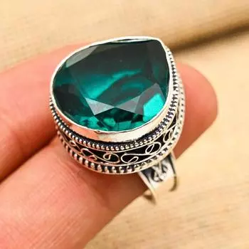 Красивое кольцо из стерлингового серебра 925 пробы с драгоценным камнем индиколита ручной работы для подарка 4 зелёный