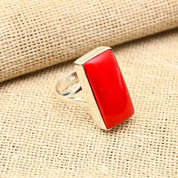 Красивое кольцо из стерлингового серебра 925 пробы с красным кораллом и драгоценным камнем ручной работы для женщин 4 красный
