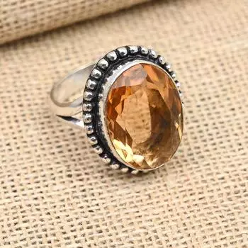 Красивое кольцо из стерлингового серебра 925 пробы с морганитом и драгоценным камнем для женщин 4 оранжевый