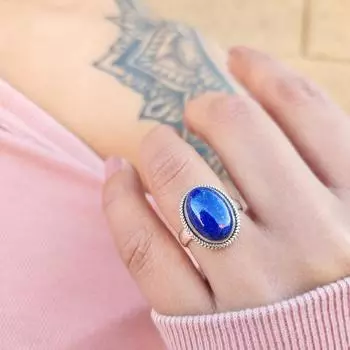 Красивое кольцо из стерлингового серебра 925 пробы с лазуритом, ювелирные изделия ко Дню святого Валентина 5 синий