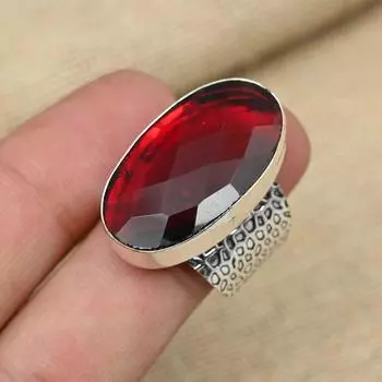 Красивое кольцо ручной работы из стерлингового серебра 925 пробы с красным гранатом, подарок на День святого Валентина 4 красный
