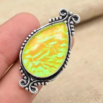 Красивое кольцо ручной работы из твердого серебра 925 пробы с австралийским желтым тройным опалом и драгоценным камнем 4 жёлтый