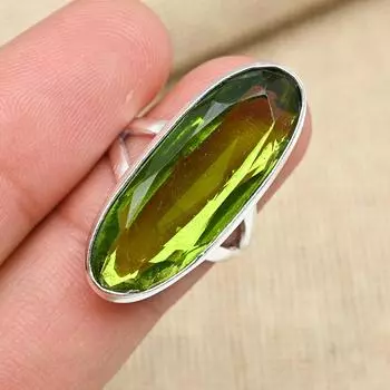 Красивое кольцо с драгоценным камнем перидот из стерлингового серебра 925 пробы подарок для женщин ювелирные изделия ручной работы 4 зелёный