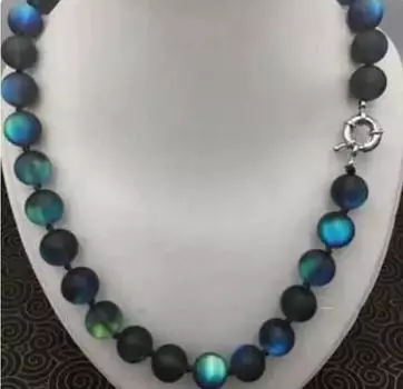 Красивое колье с круглыми драгоценными камнями из натурального серого блестящего радужного лунного камня диаметром 10 мм, 18 дюймов