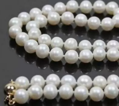 Красивое модное ожерелье из натурального белого культивированного жемчуга/зеленого нефрита толщиной 8-9 мм длиной 18 дюймов